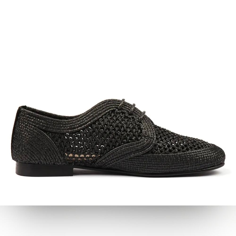 ANTHROPOLOGIE/SILENT D Roxford Black Raffia Size 7 - Picture 2 of 8